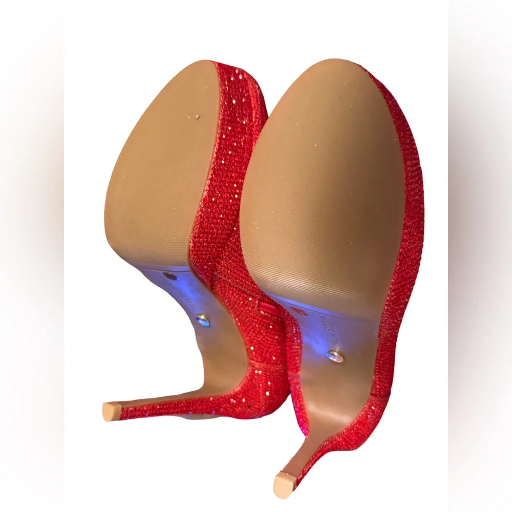 Thalia Sodi NWT Glittering Red Platform Stiletto Heel Ankle Booties (SH107) - Picture 7 of 11